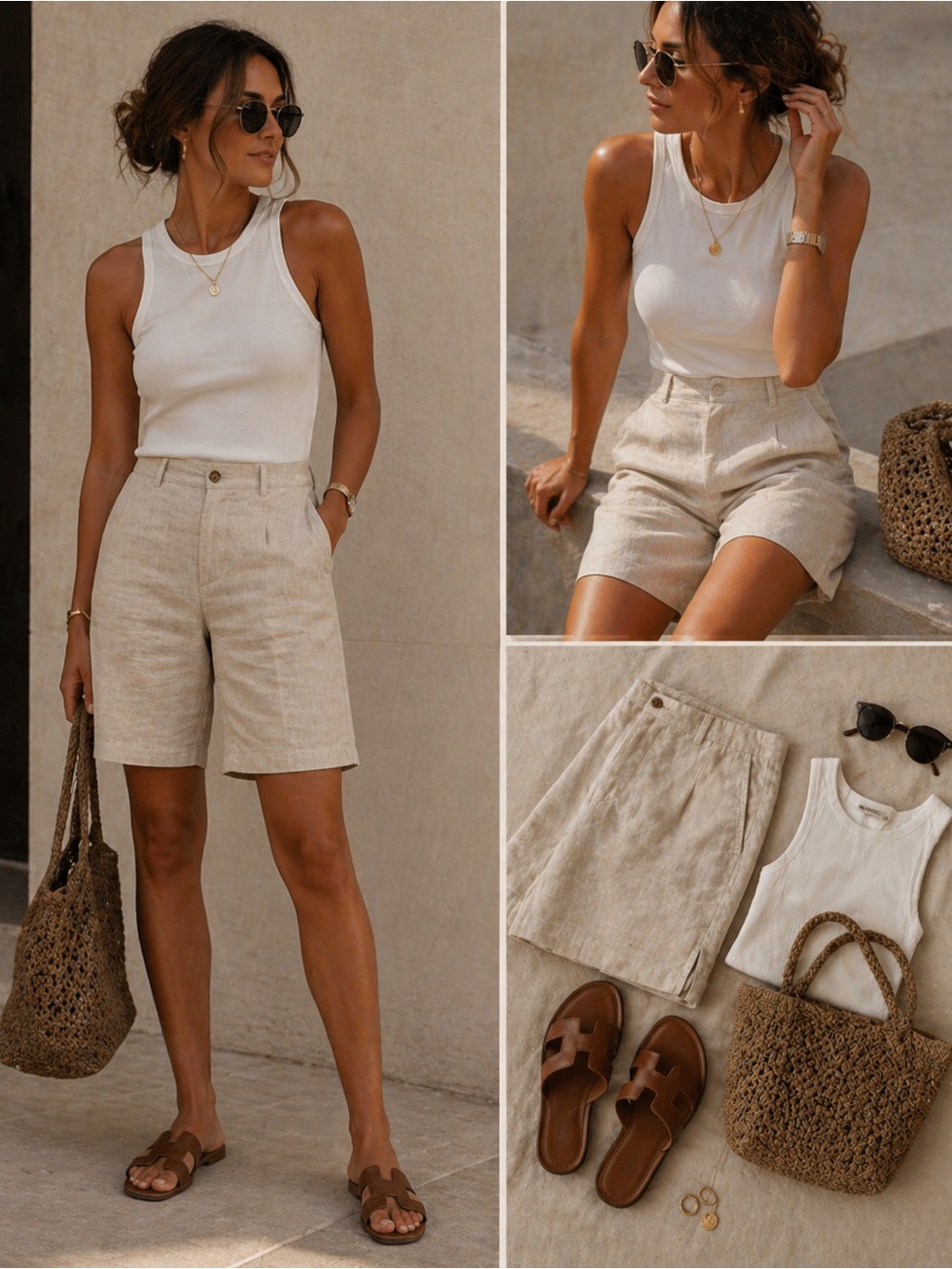 New Zara Lino Bermuda shorts